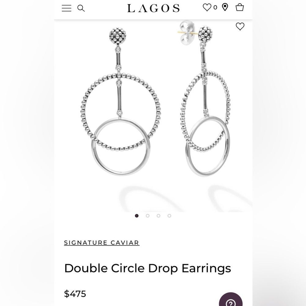 LAGOS Signature Caviar Sterling Silver Double Circle Drop Earrings
